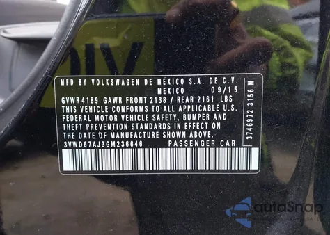 2016 Volkswagen Jetta 1.4T Se from USA, damaged, VIN 3VWD67AJ3GM236646